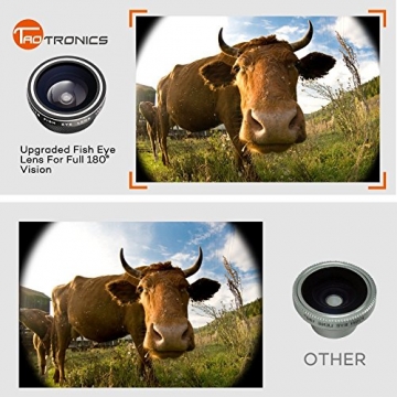 TaoTronics Fisheye Fischauge Objektiv Set Handy Clip On Kamera Adapter (180 Grad Fisheye Objektiv, 10x Macro Objektiv, 0,4x Weitwinkelobjektive) - 