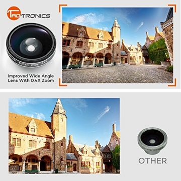 TaoTronics Fisheye Fischauge Objektiv Set Handy Clip On Kamera Adapter (180 Grad Fisheye Objektiv, 10x Macro Objektiv, 0,4x Weitwinkelobjektive) - 
