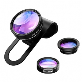 VicTsing 3 in 1 Clip On Fisheye Fischauge Objektiv Kamera Adapter (180 Grad Fisheye Objektiv, 0.65X Weitwinkelobjektiv, 10X Makroobjektiv) -